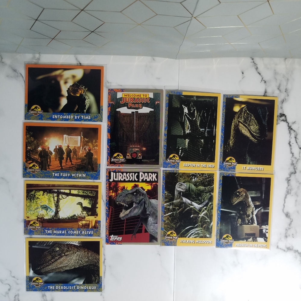 Vintage JP Topps Trading Cards Lot of 10 Jurassic Park Movie Cards Lot #14